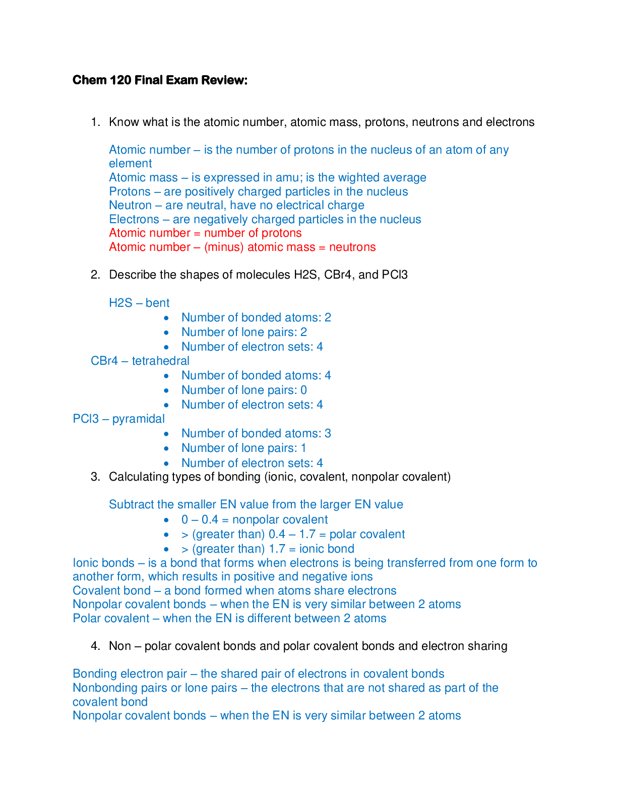 Preview image for CHEM 120 Final Exam Review